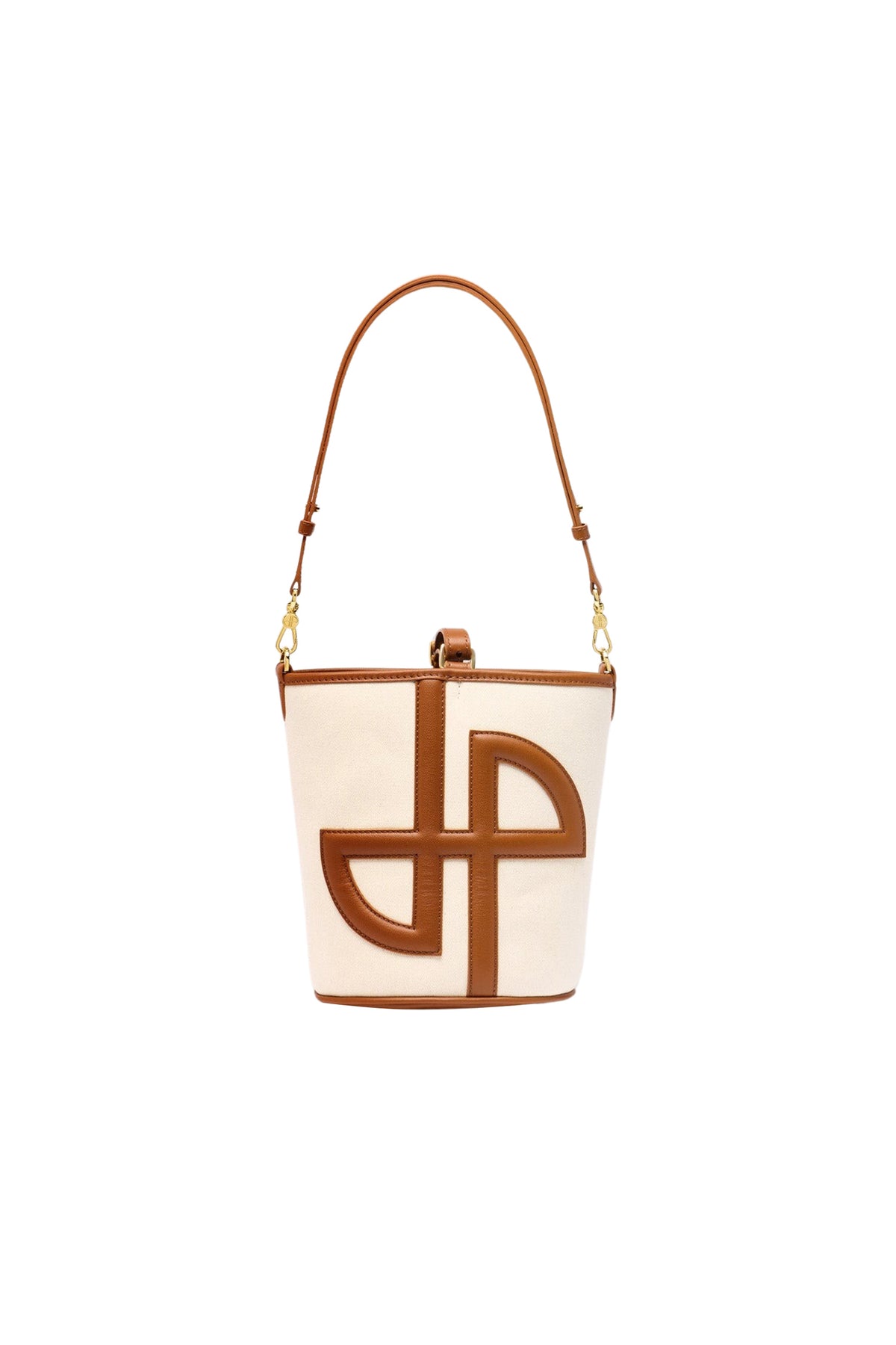 Caramel / Sac seau JP en cuir et coton