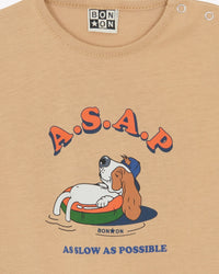 Tuba ‘Chien Asap’ illustrated cotton T-shirt - Sieste Beige