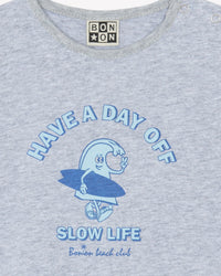 Tuba 'Day Off' illustrated cotton T-shirt - Heather Grey