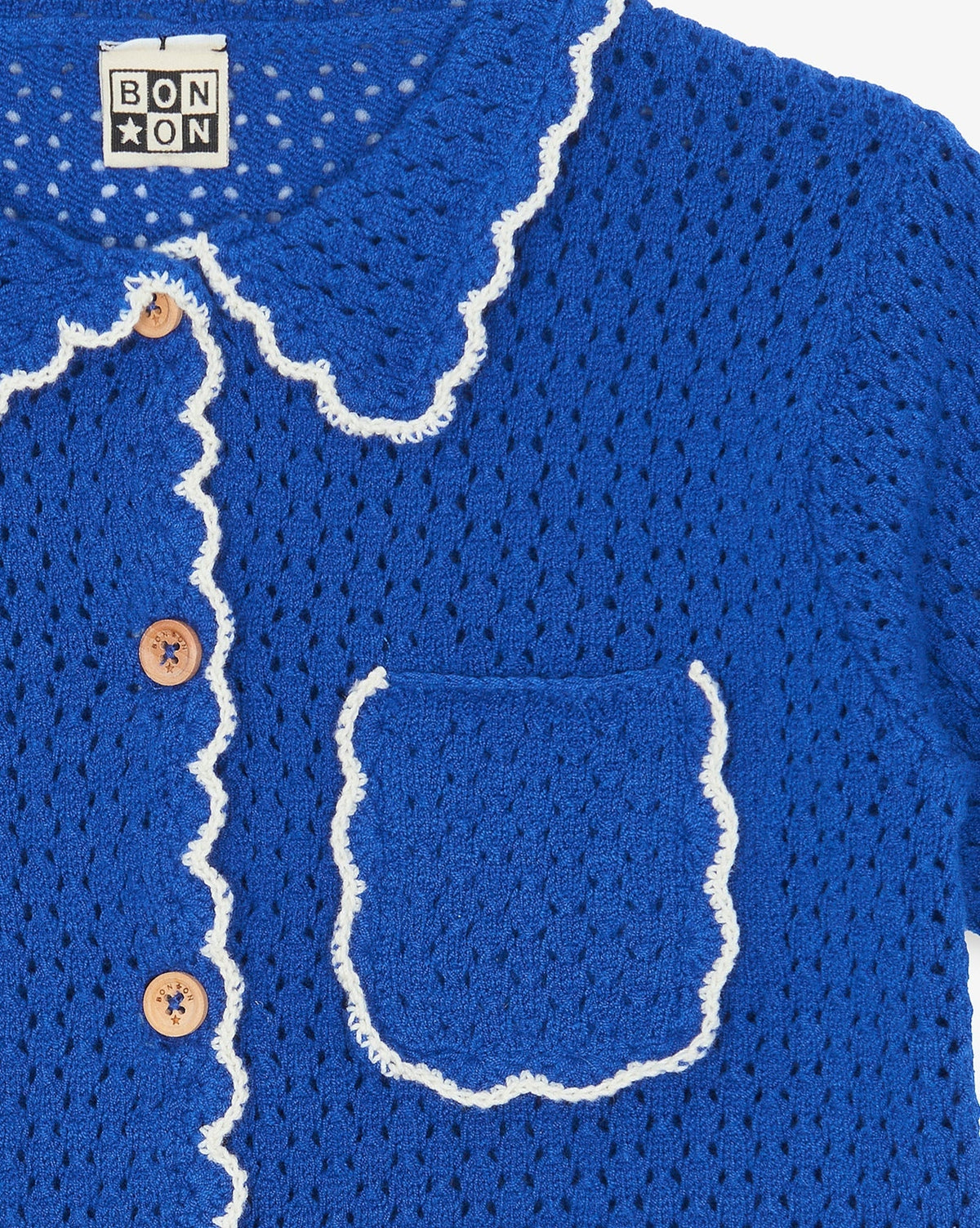 Cardigan Lanza en crochet en coton - Bleu Fou