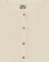 Cardigan Lotta côtelé en laine - Ecru Bonton