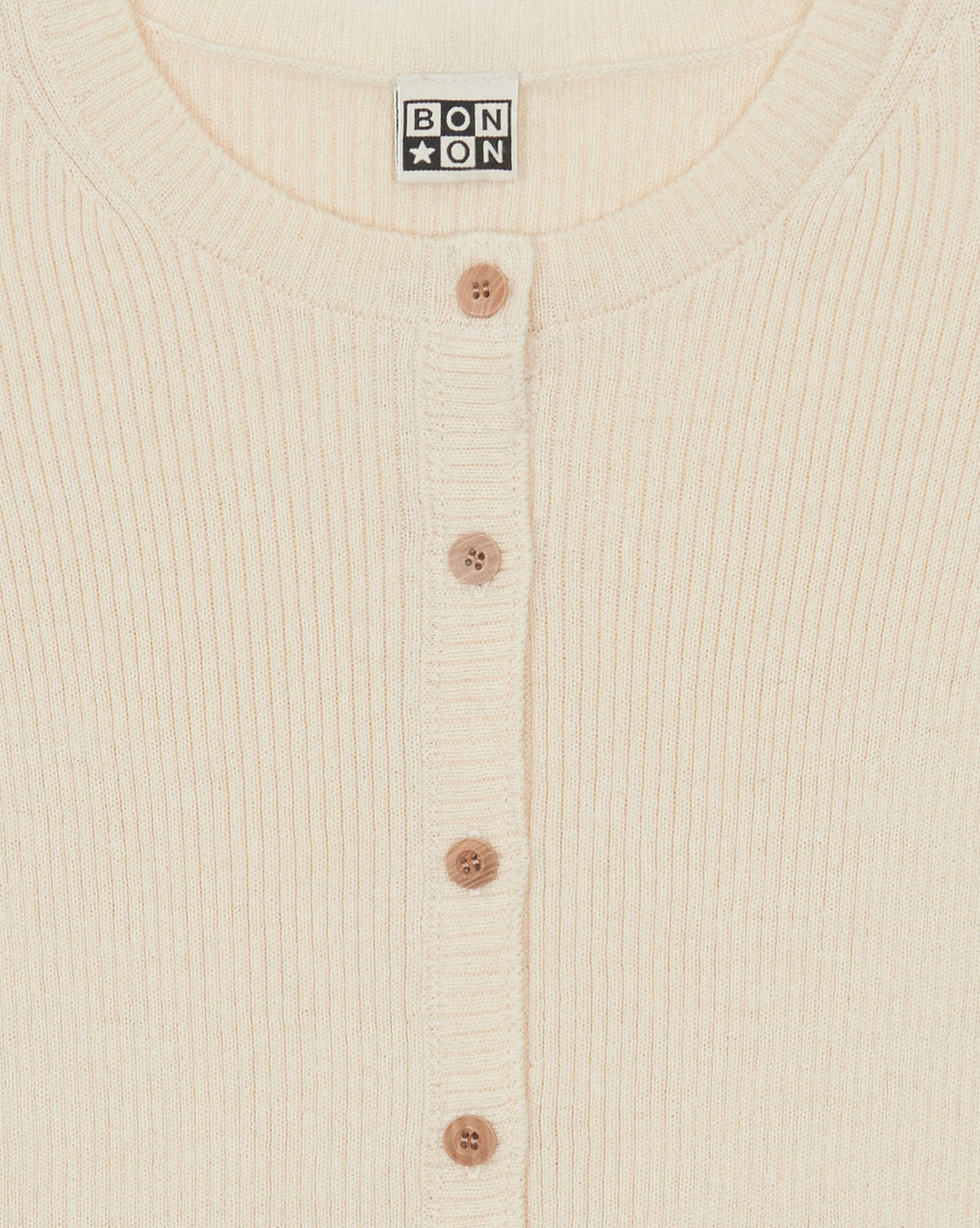 Cardigan Lotta côtelé en laine - Ecru Bonton