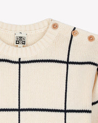 Misty Bonton logo checked cotton jumper - Ecru Bonton