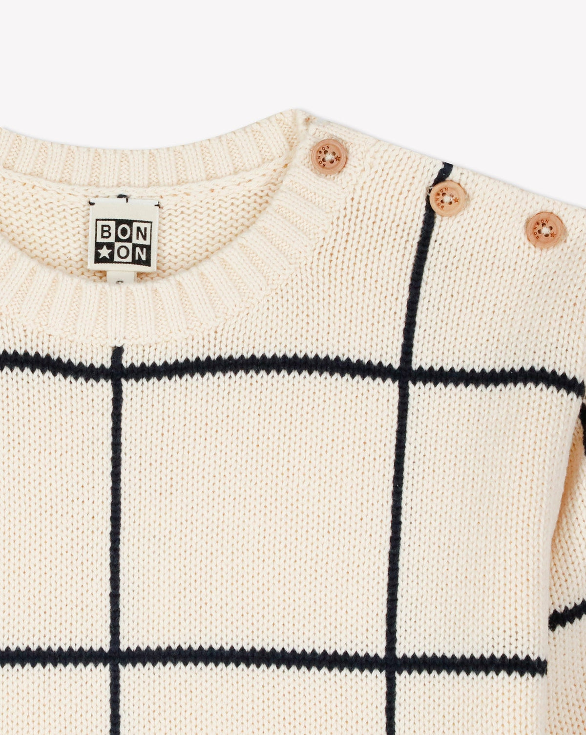 Misty Bonton logo checked cotton jumper - Ecru Bonton