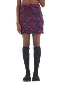 Two-colour short skirt - Navy & Magenta