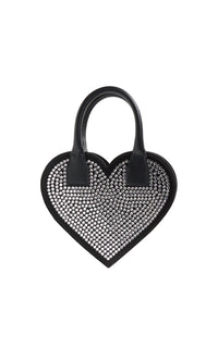 Heart Shaped small handbag with rhinestones - Black