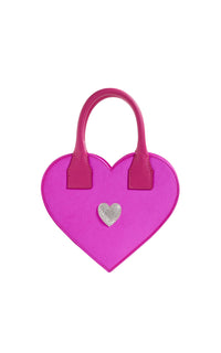 Heart Shaped small handbag with rhinestones - Fuchsia