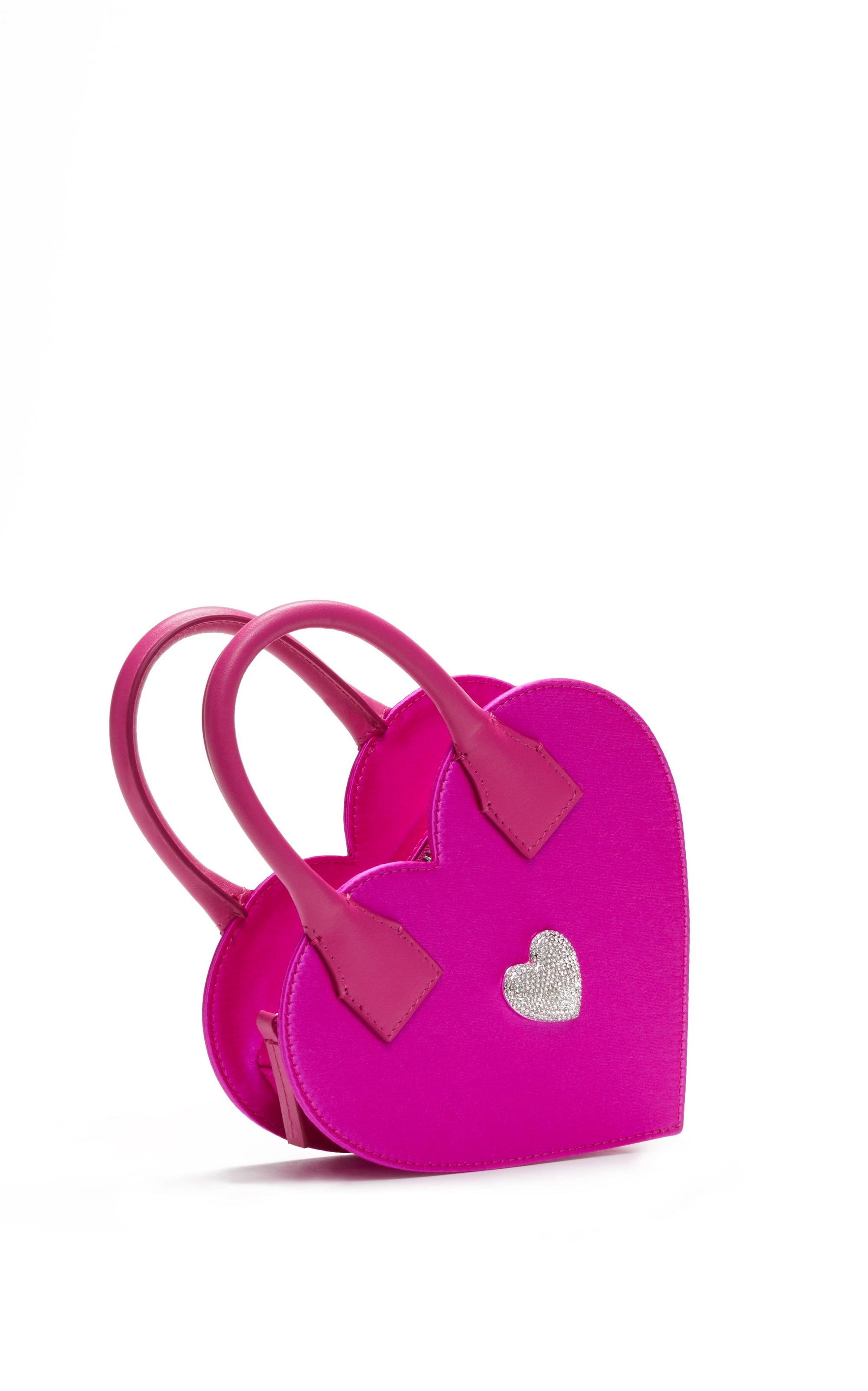 Heart Shaped small handbag with rhinestones - Fuchsia