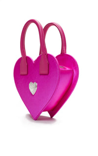 Heart Shaped small handbag with rhinestones - Fuchsia