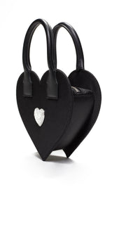 Heart Shaped small handbag with rhinestones - Black