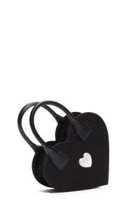Heart Shaped small handbag with rhinestones - Black