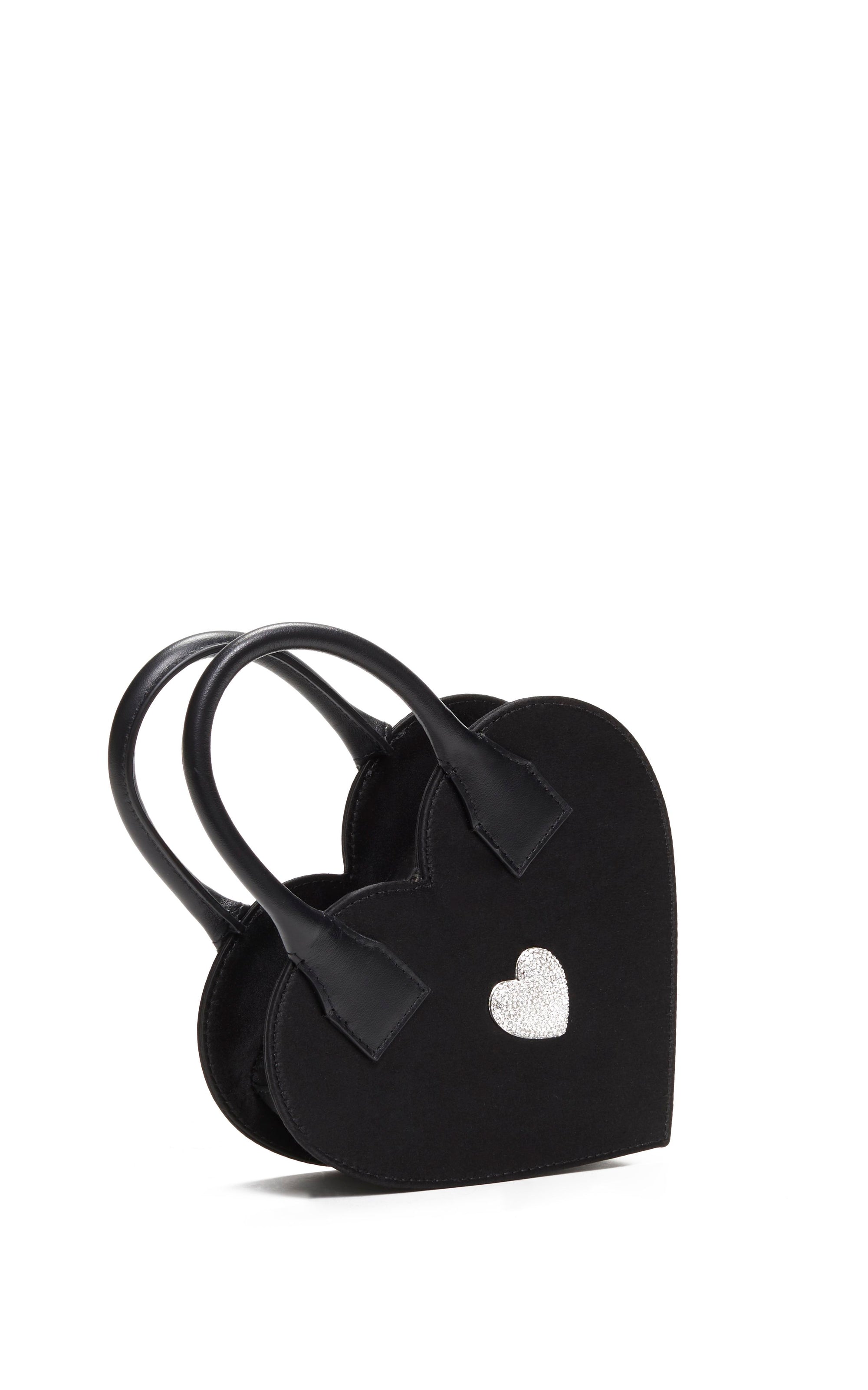 Heart Shaped small handbag with rhinestones - Black