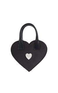 Heart Shaped small handbag with rhinestones - Black
