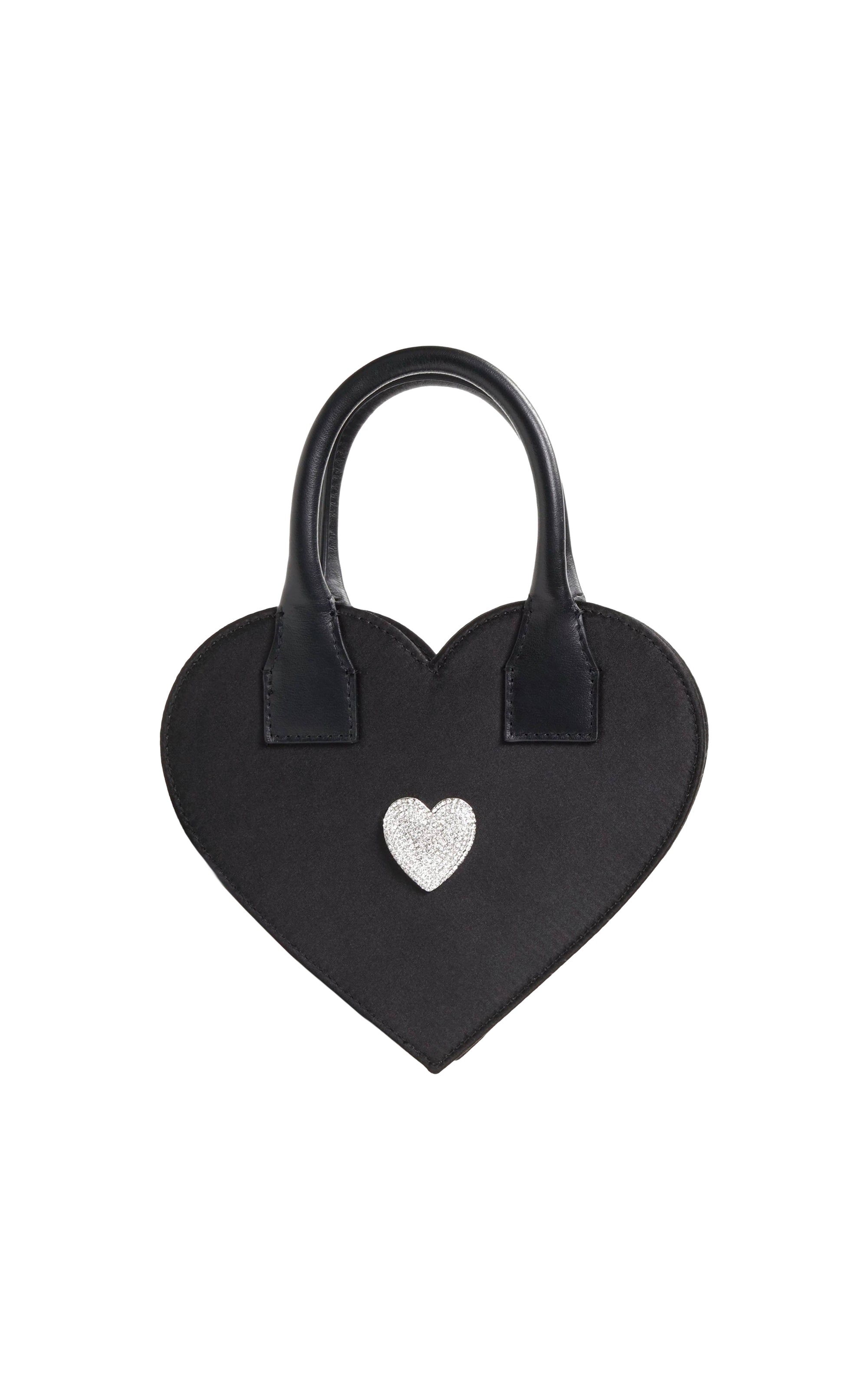 Heart Shaped small handbag with rhinestones - Black