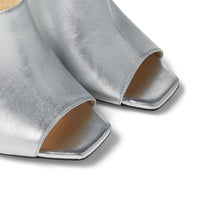 Mules Baia à bout ouvert 100 en cuir métallisé - Silver & Crystal