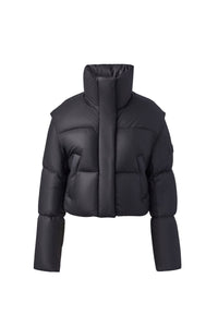 Doudoune courte Bailey en cuir - Black