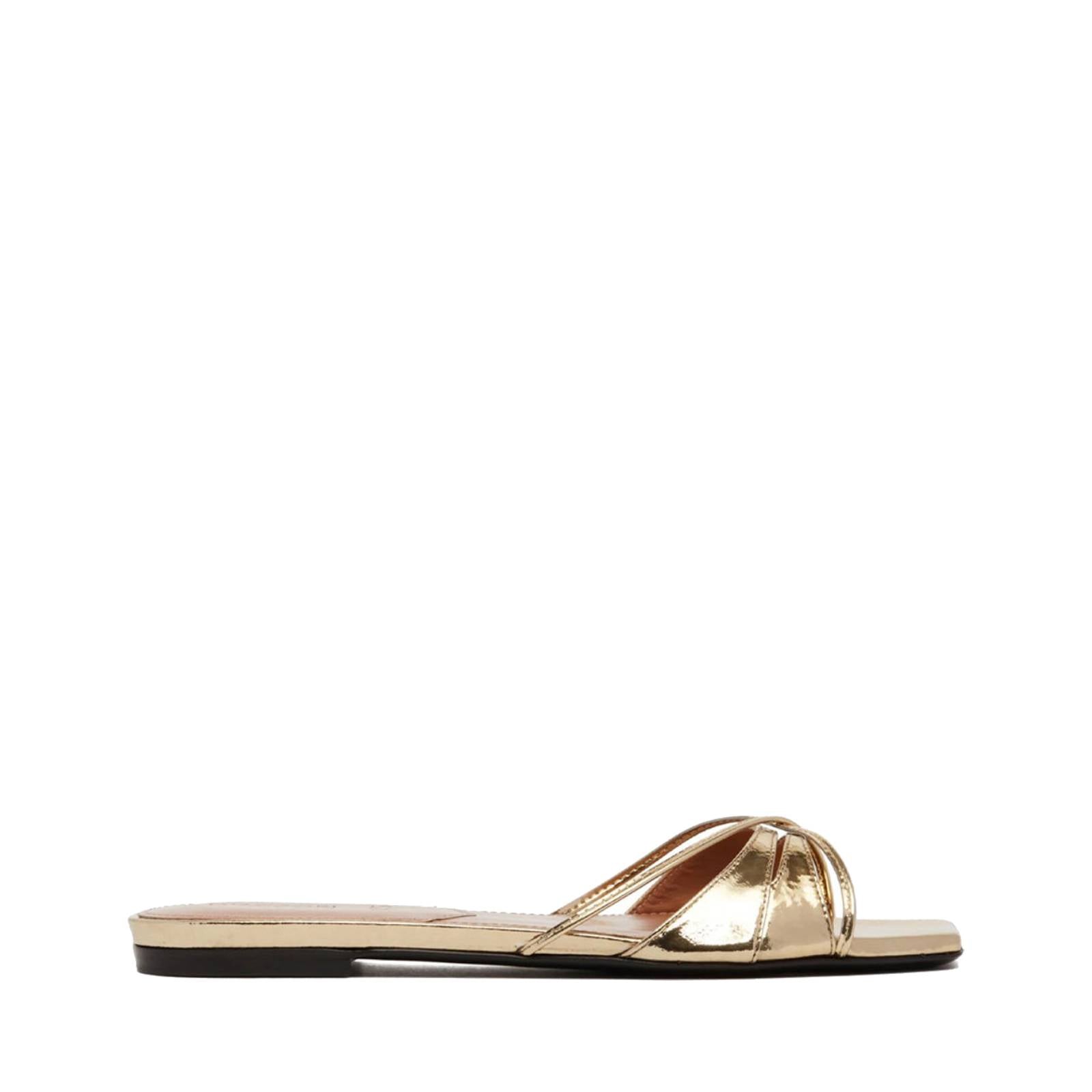 Lust flat sandals in leather - Gold