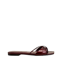 Lust flat sandals in leather - Red cherry jelly