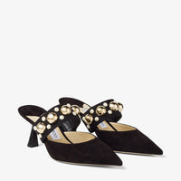 Basette 65 mules in leather - Black, Black & Gold Mix