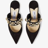 Basette 65 mules in leather - Black, Black & Gold Mix