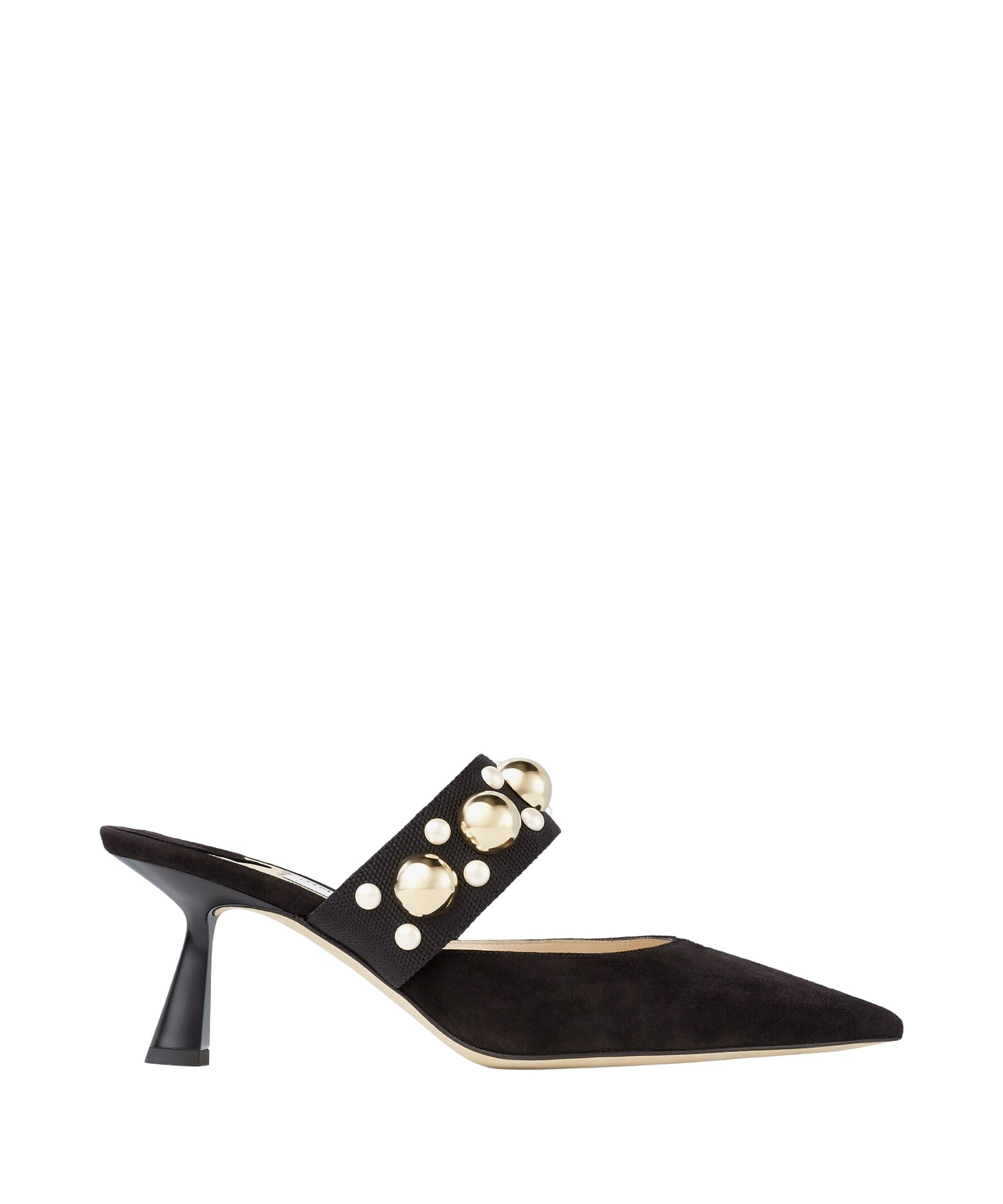 Basette 65 mules in leather - Black, Black & Gold Mix