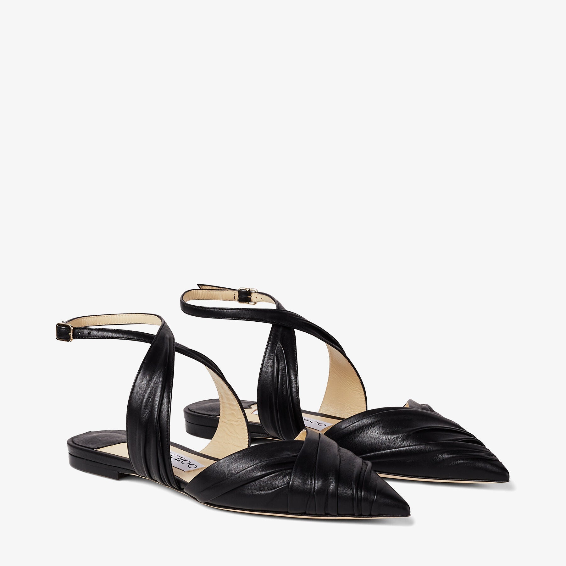 Basil flat leather slingbacks - Black