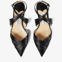 Basil flat leather slingbacks - Black