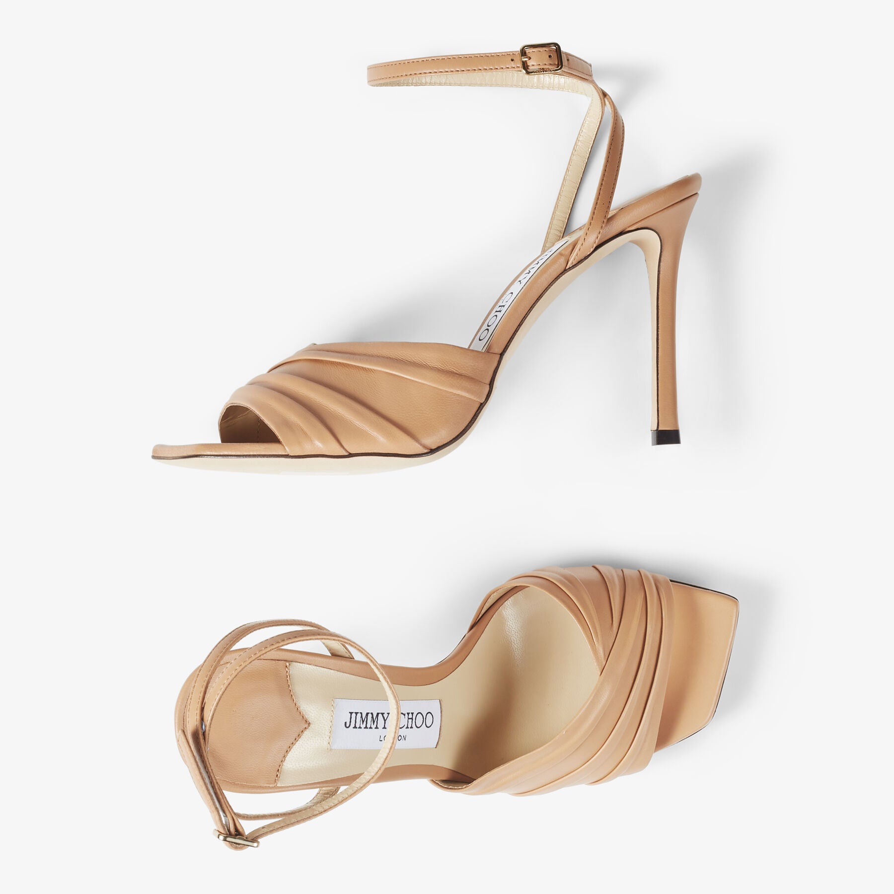 Basil 95 sandals in leather - Caramel