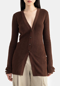 Cardigan Baxter long et cintré - Chocolate