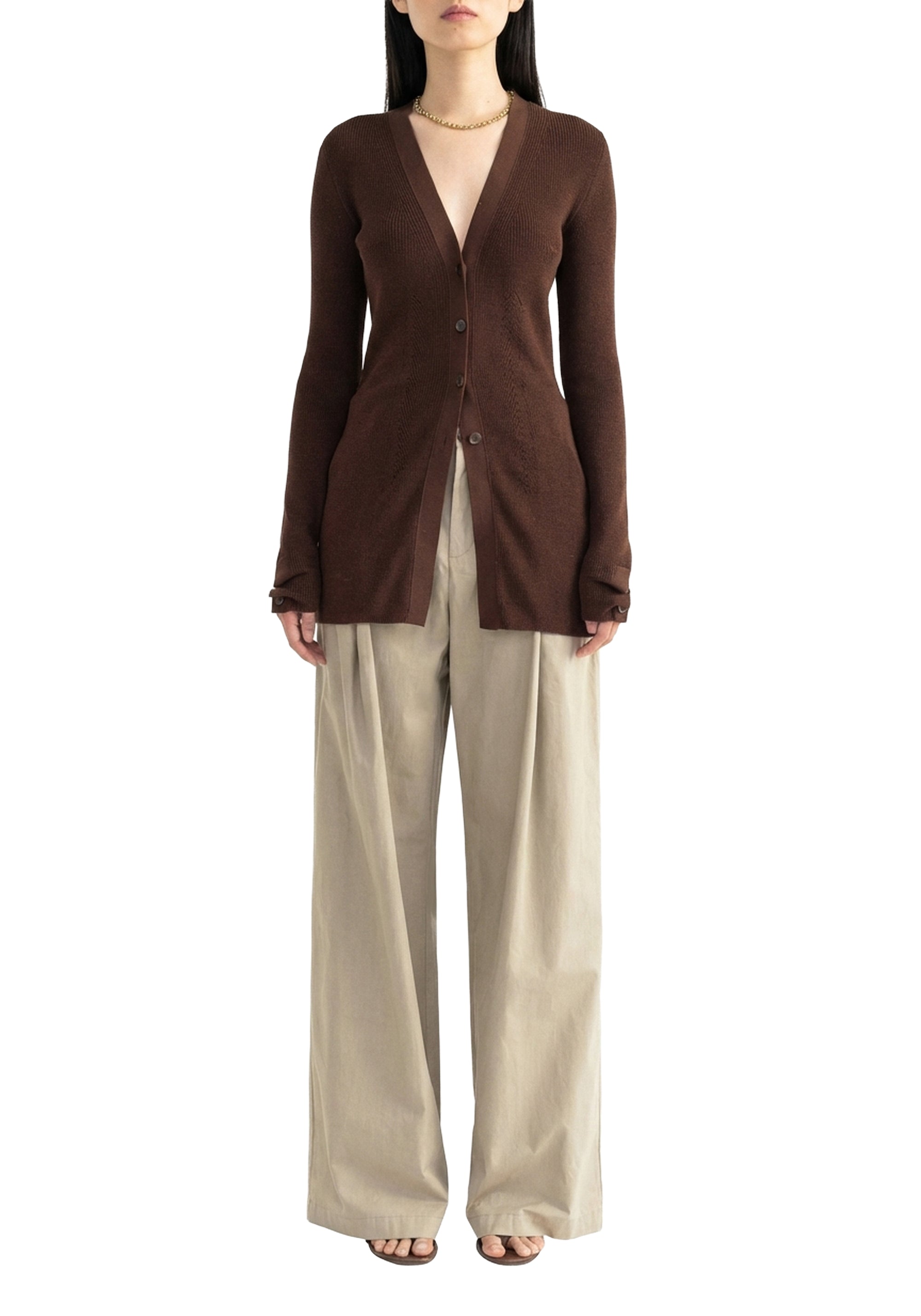 Cardigan Baxter long et cintré - Chocolate
