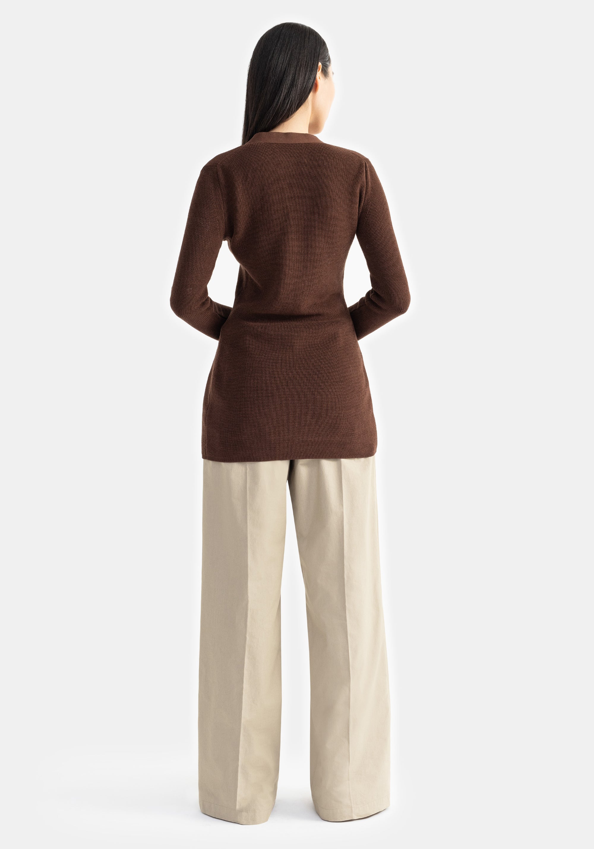 Cardigan Baxter long et cintré - Chocolate