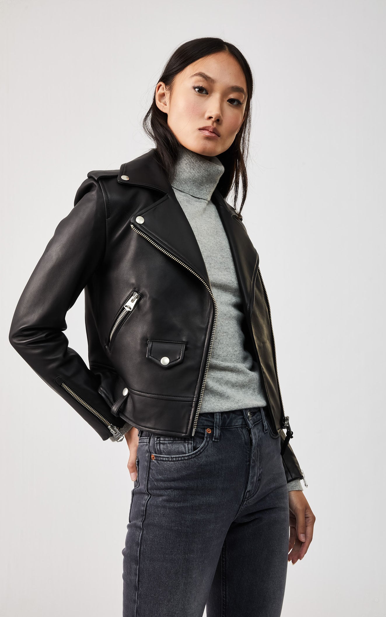 Veste perfecto Baya en cuir - Black