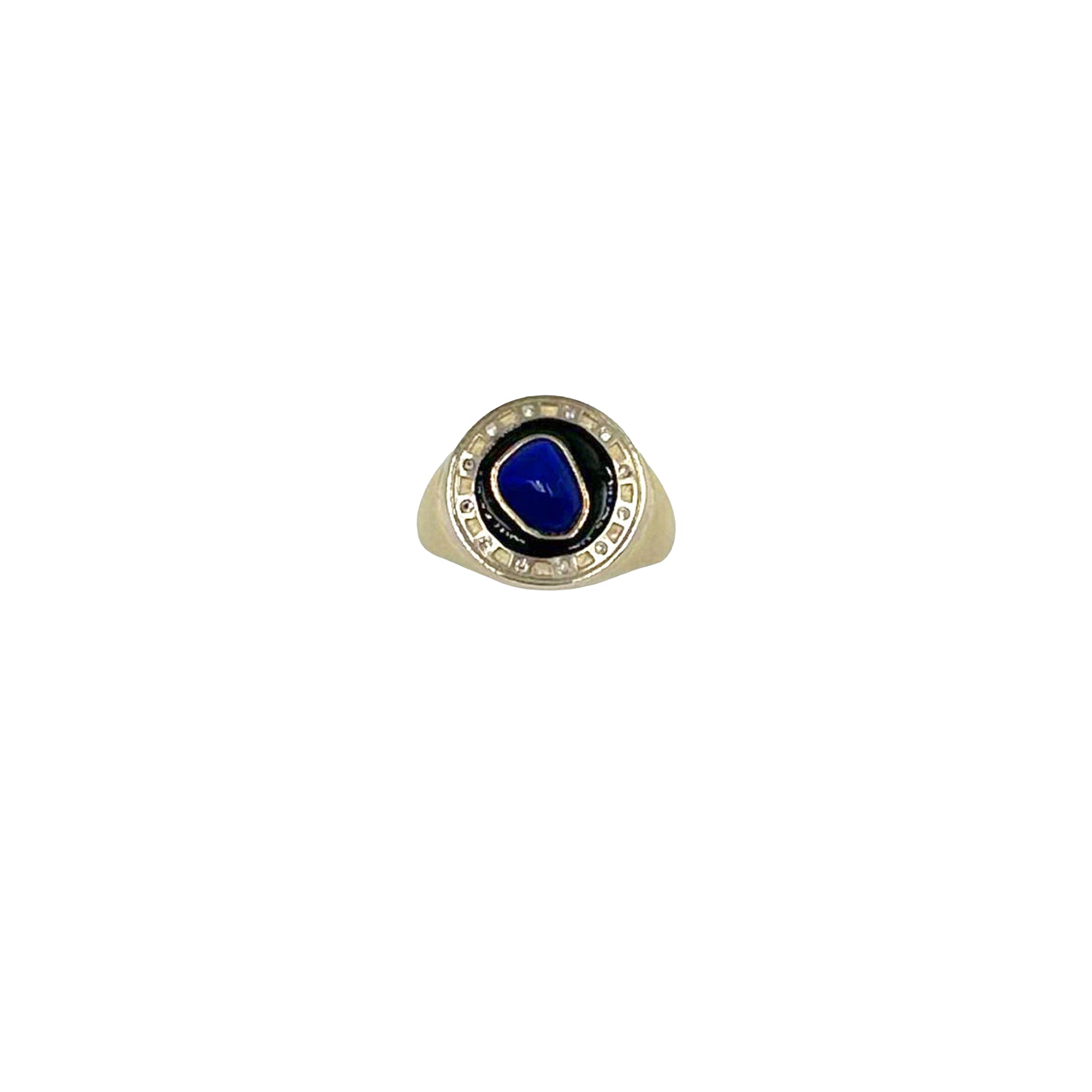 Yellow gold and silver ring set with a diamond - Lapis lazuli & Diamond