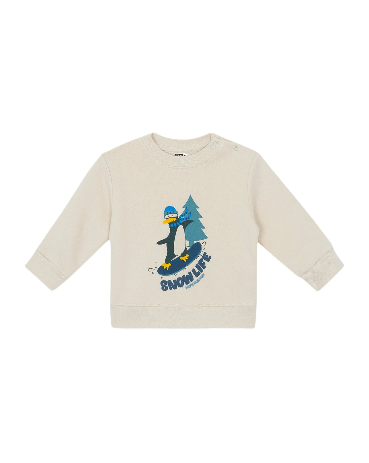 Sweatshirt Smily Snow Life en coton - Mouton