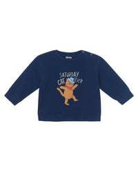 Smily Cat Fever cotton sweatshirt - Raw Blue