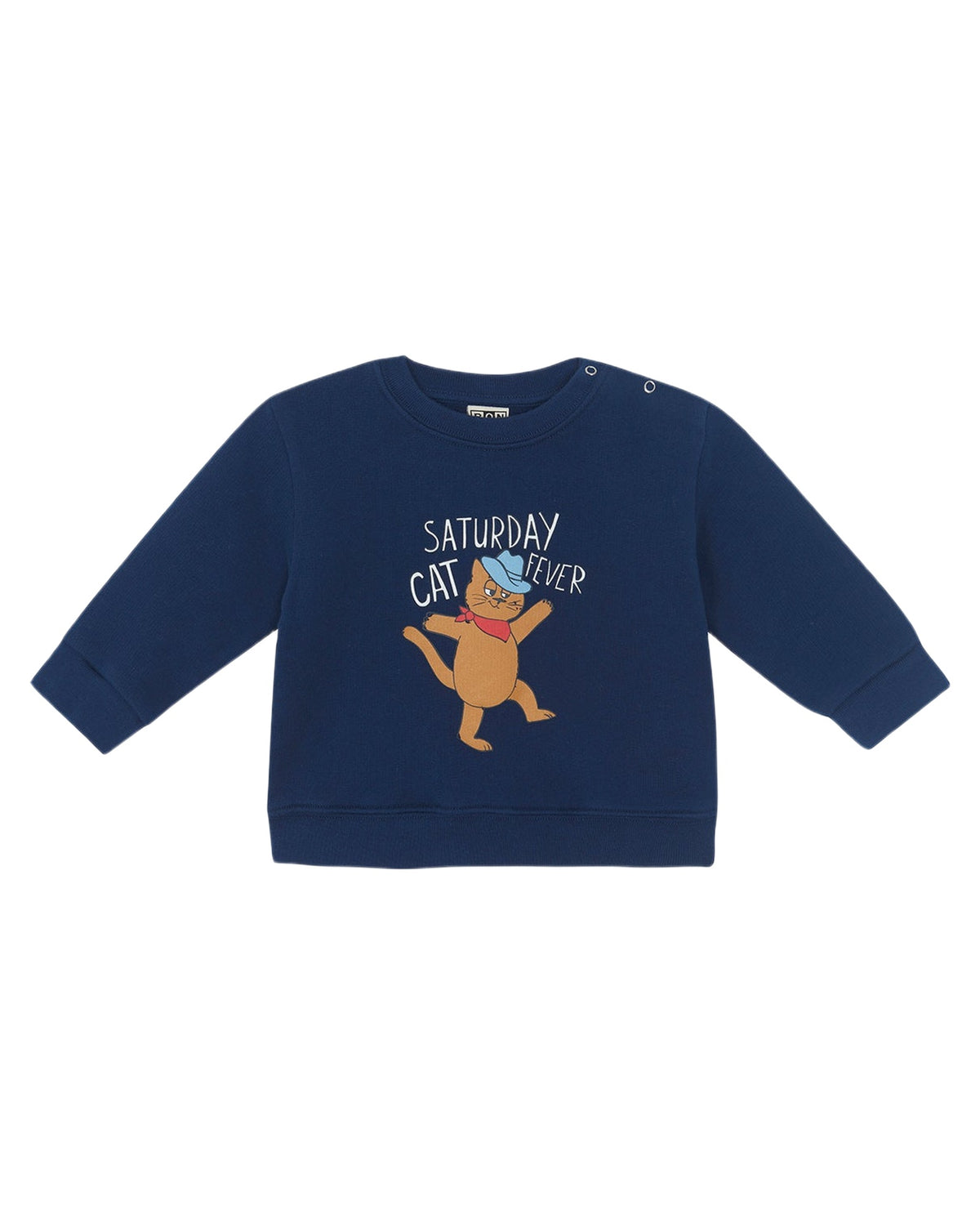Smily Cat Fever cotton sweatshirt - Raw Blue