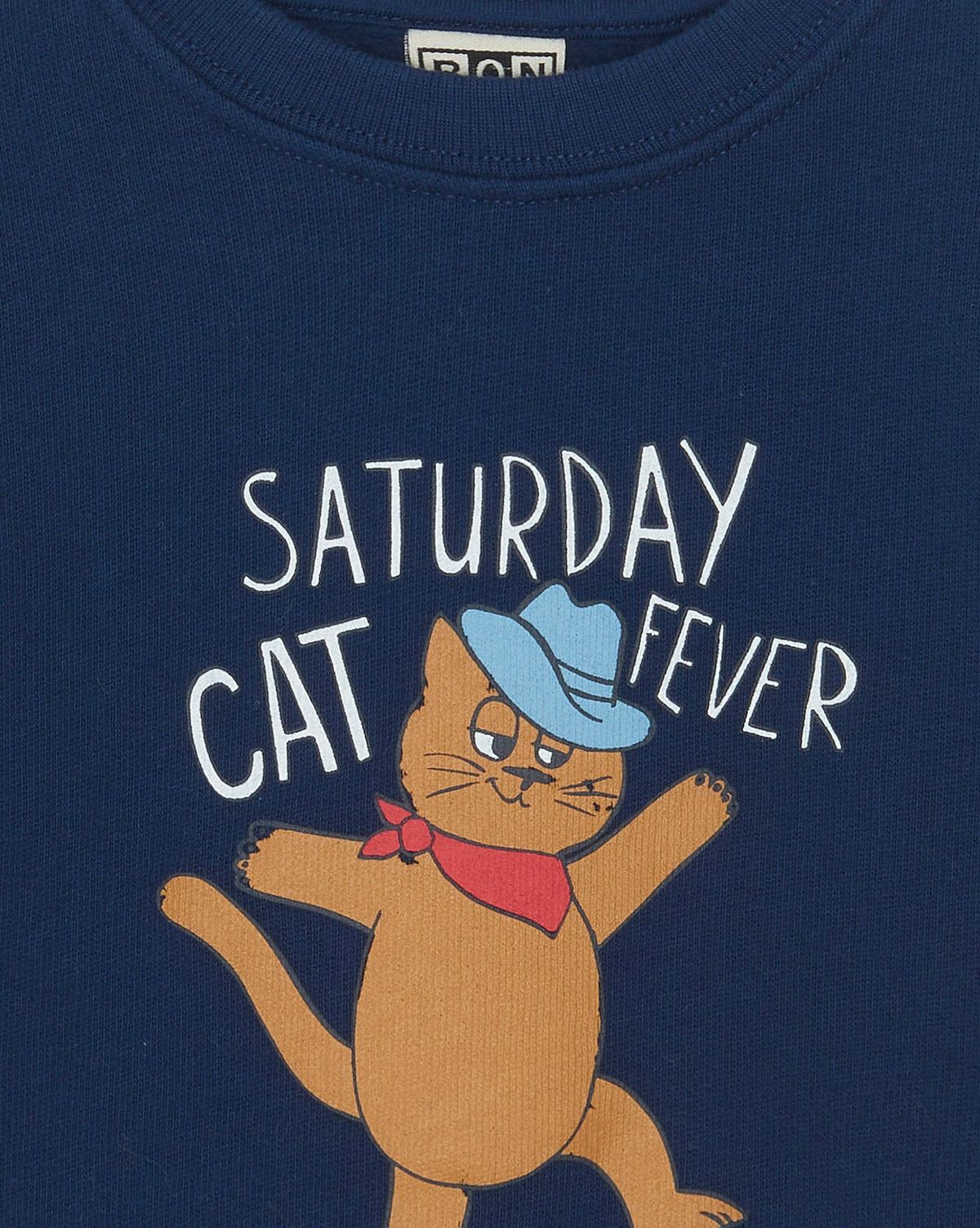 Smily Cat Fever cotton sweatshirt - Raw Blue