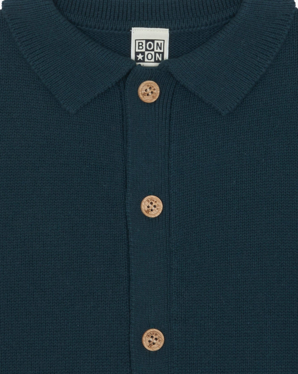 Lucien cotton cardigan - Blue Lake