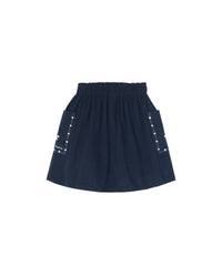 Jupe Ruche en coton - Bleu Brut