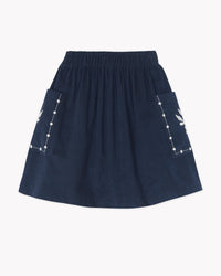 Jupe Ruche en coton - Bleu Brut