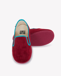 Chaussons John velours - Rouge Foncé