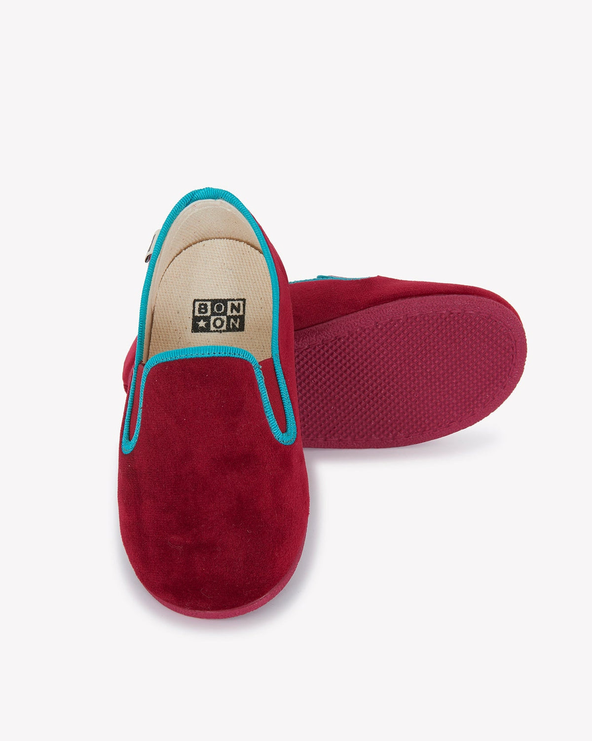 Chaussons John velours - Rouge Foncé