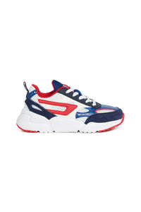 Low lace-up trainers - White & Blue & Red