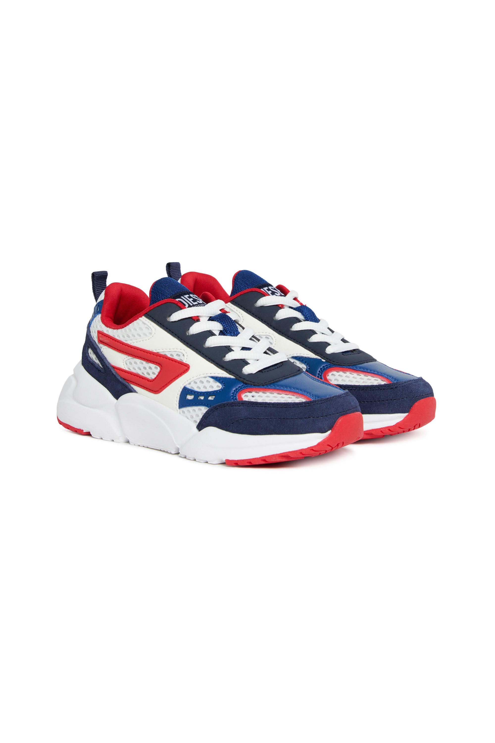 Low lace-up trainers - White & Blue & Red