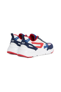 Low lace-up trainers - White & Blue & Red
