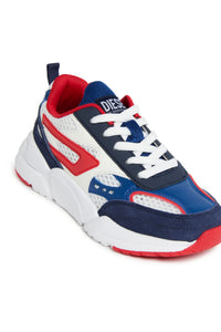 Low lace-up trainers - White & Blue & Red