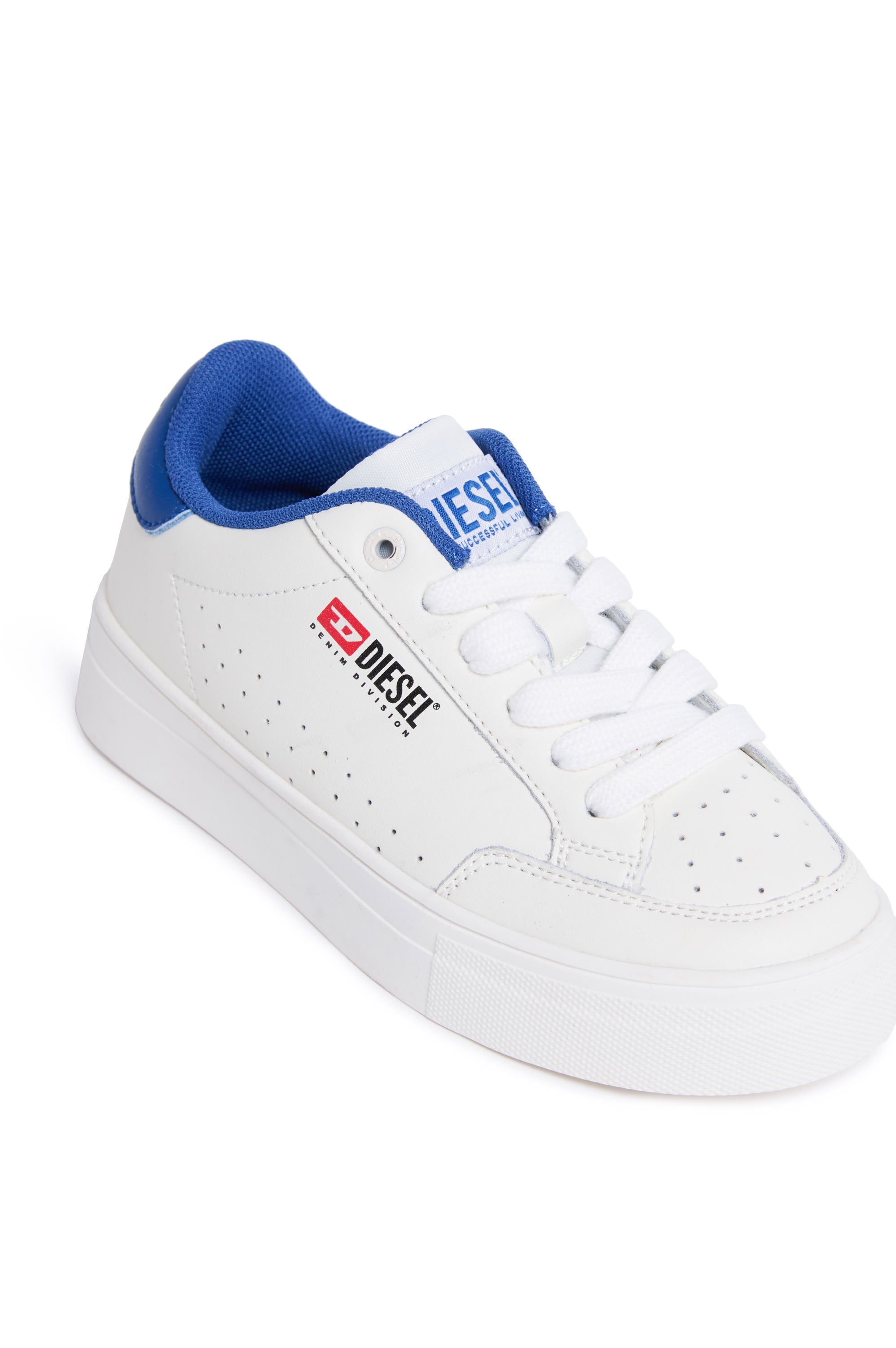 Baskets basses en cuir - White & Bijou Blue