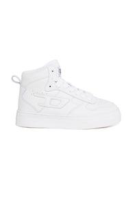 Leather high-top trainers - White