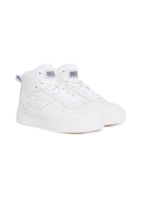Leather high-top trainers - White