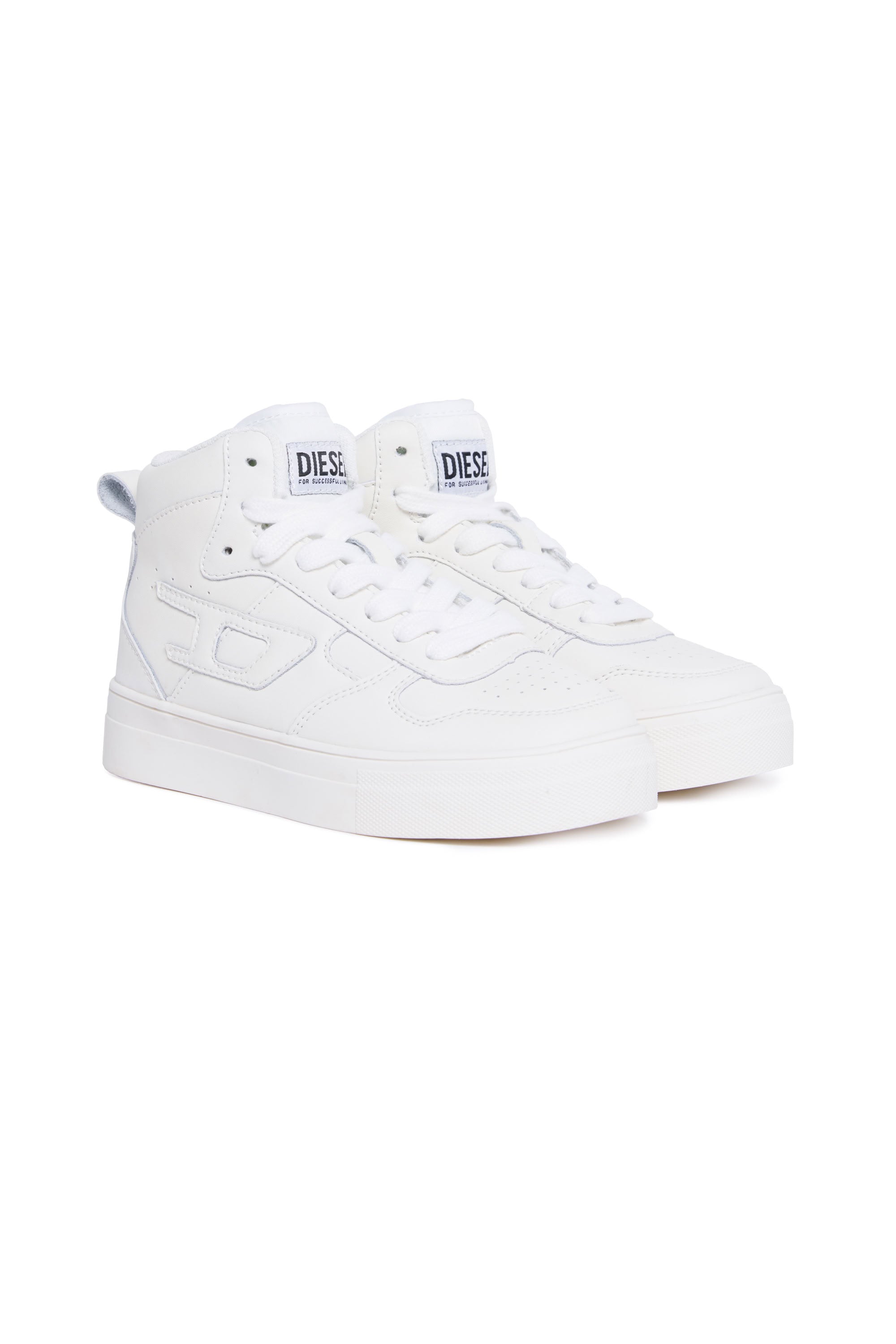 Leather high-top trainers - White